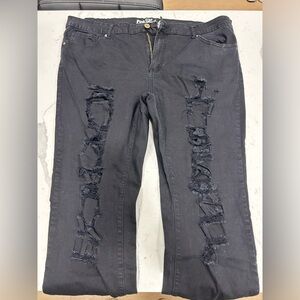 Edgy Black Distressed Straight Leg Jeans